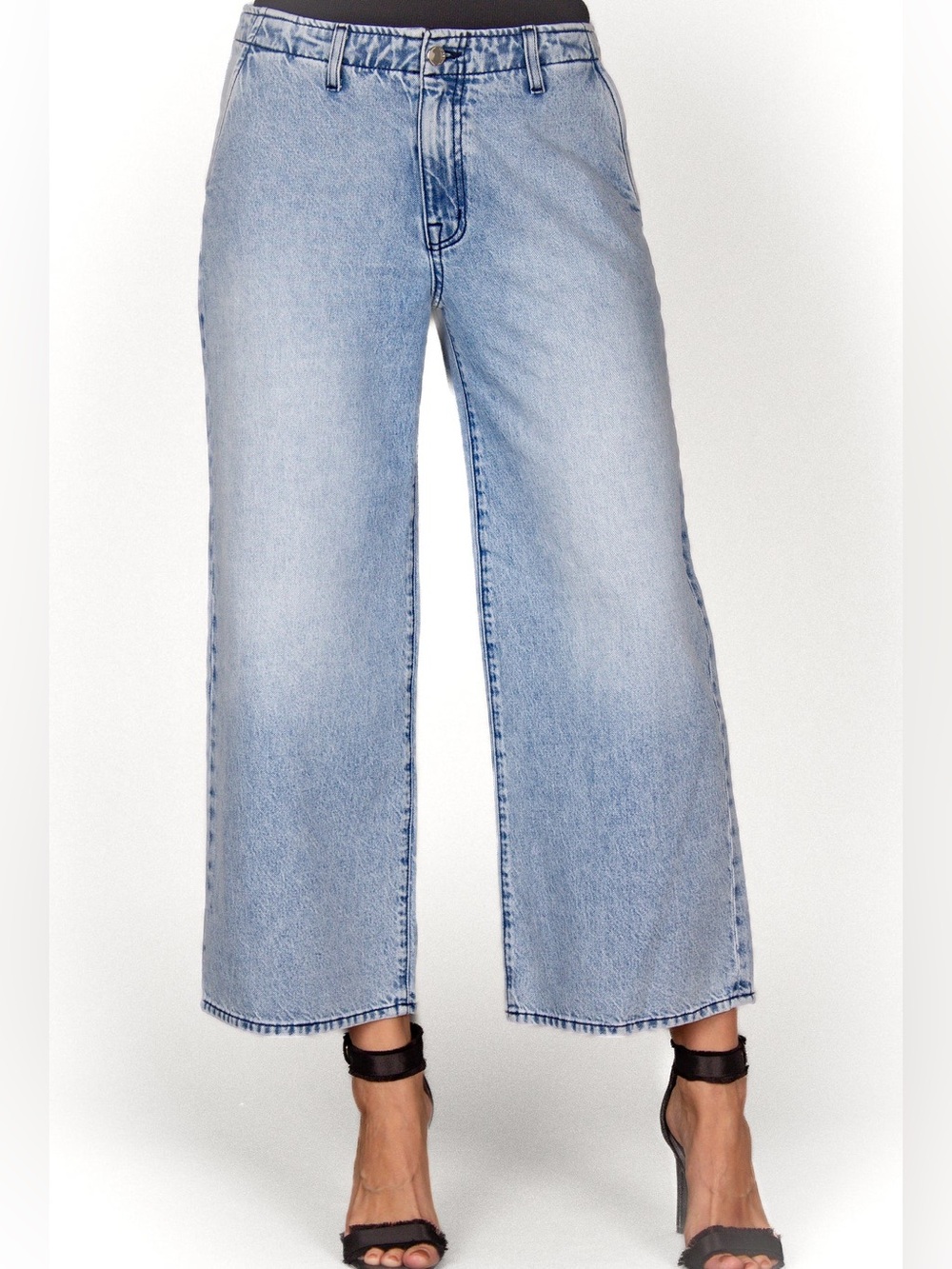 Fidelity Divina Light Blue Wide Leg Cropped Jeans